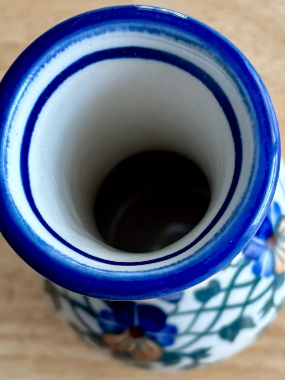 Hand-Painted Blue Floral Ceramic Vase Polish pottery